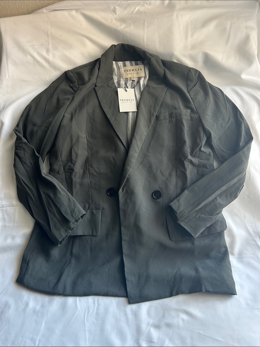 Promesa Dark Olive Double-Breasted Jacket